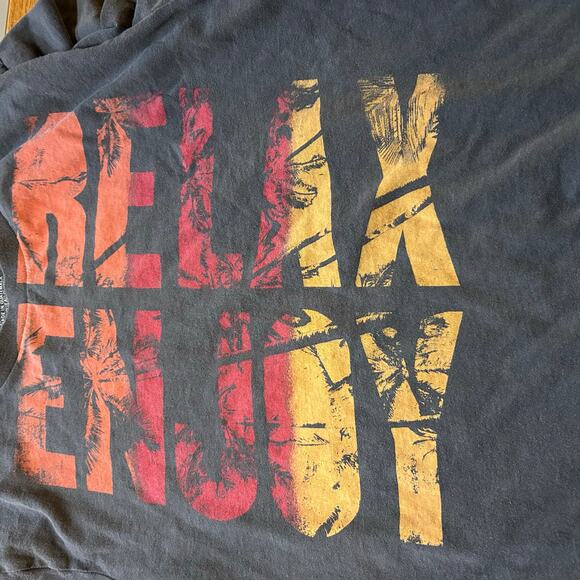 Y2K American Eagle Brown Crew Graphic Tee Mens Size Medium Relax Enjoy Vacation - Picture 3 of 6